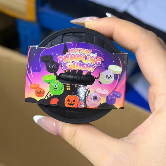 New 1-6Pcs Halloween Glitter Wacky Dumpling Glitter Dumpling Squishy with Box Dumplings Sensory Squeeze Toy for Stress Relief
